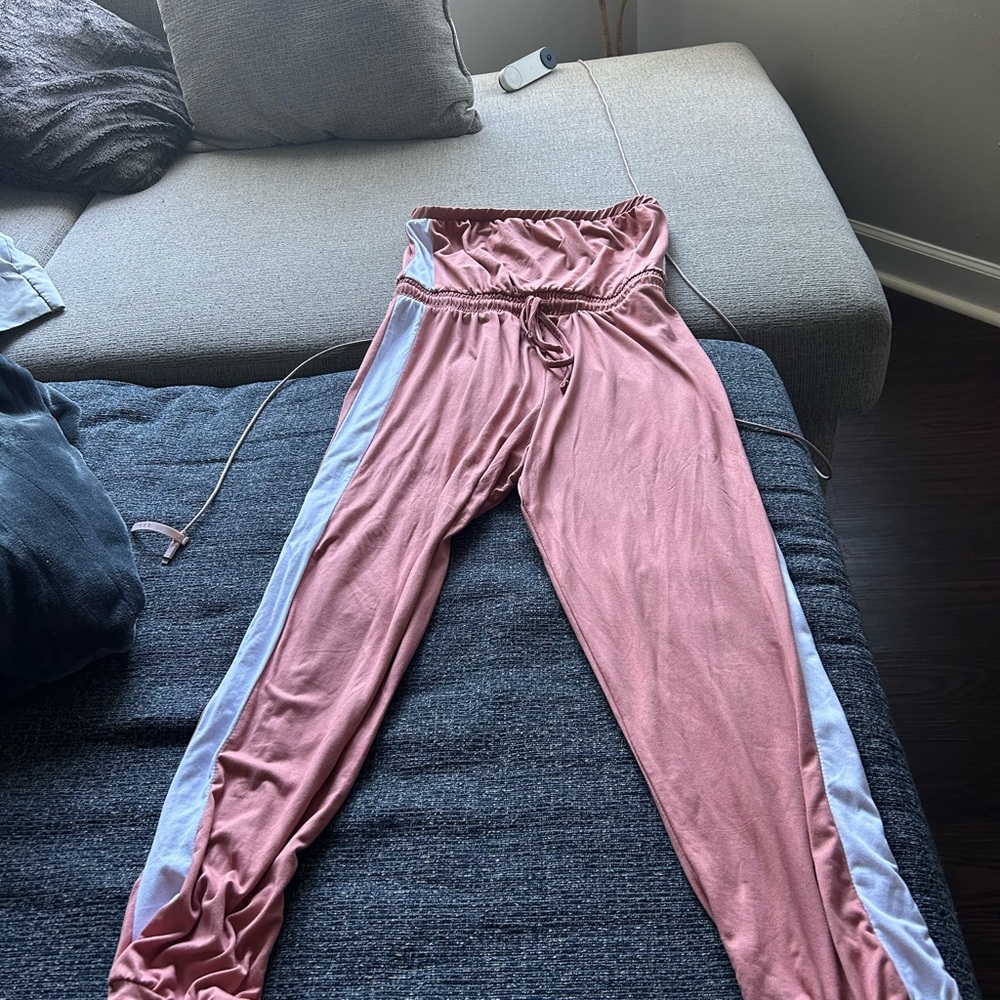 Charlotte Russe Pink and White Stripe on legs of Joggers
